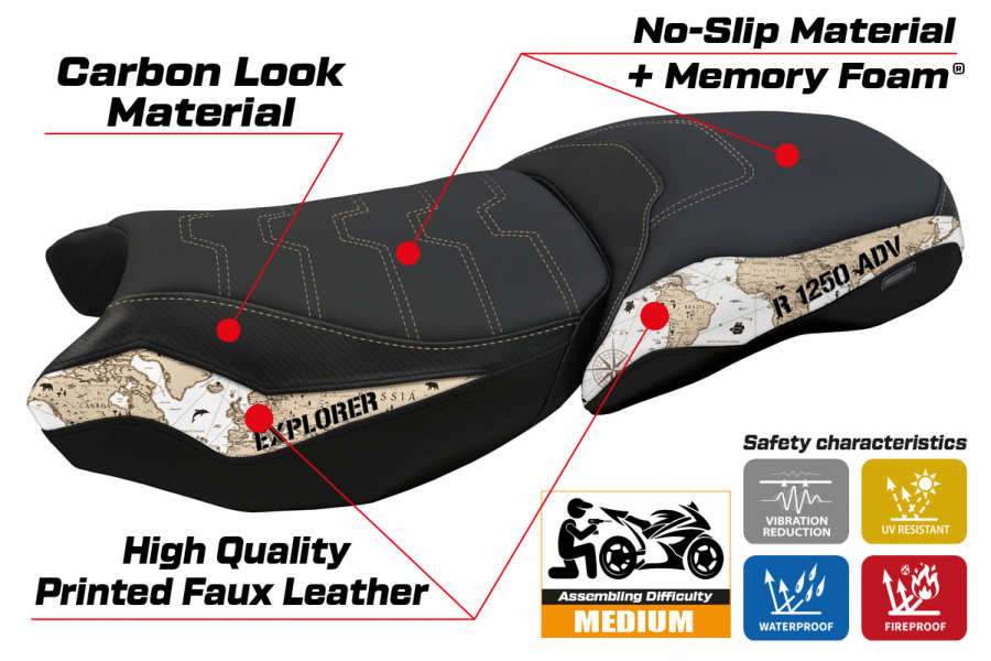 Seat cover compatible BMW R 1250 GS Adventure (19-22) Mapello Mps comfort system model