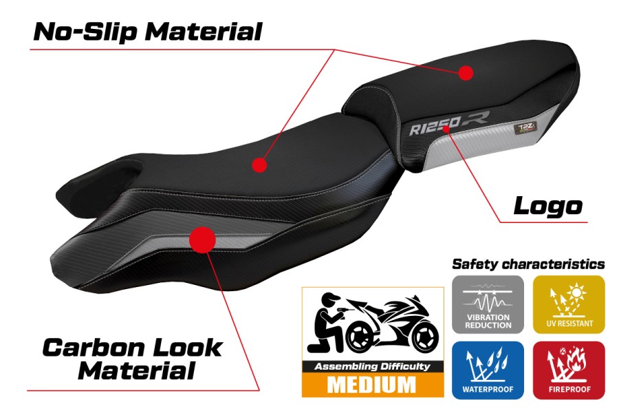 Housse de selle compatible BMW R 1250 R (19-22) modèle Puma special color