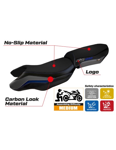 Funda de asiento compatible BMW R 1250 RS (20-22) modelo Blanco