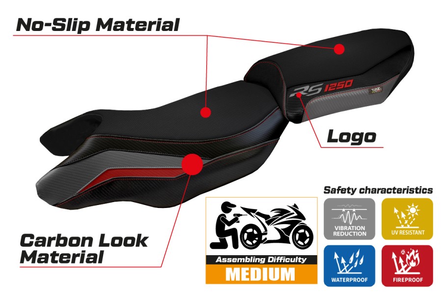 Funda de asiento compatible BMW R 1250 RS (20-22) modelo Blanco