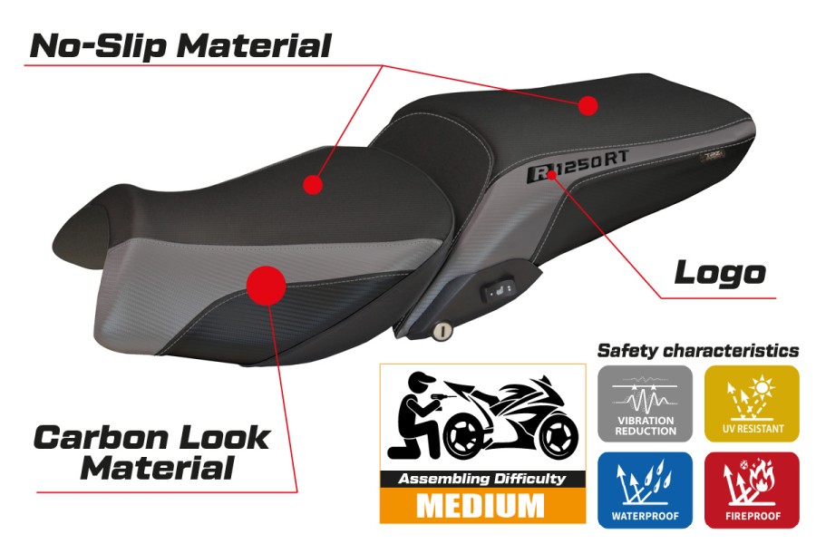 Funda de asiento compatible BMW R 1250 RT (19-22) modelo Alghero 1