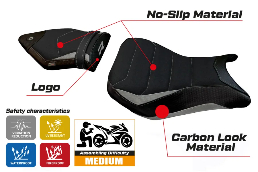 Seat cover compatible BMW S 1000 R (14-20) modello Fulda 2 ultragrip