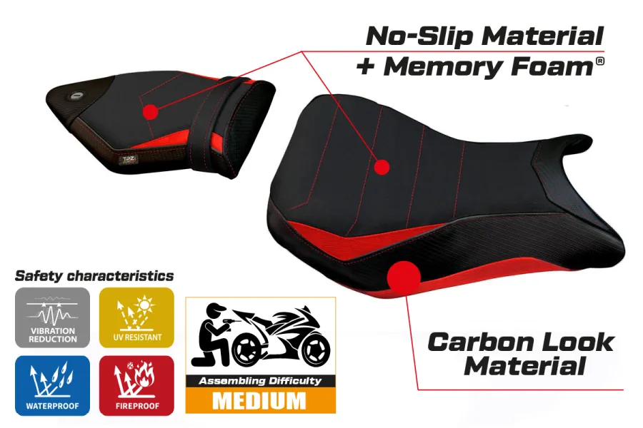 Funda de asiento compatible BMW S 1000 R (14-20) modelo Spira 2 comfort system
