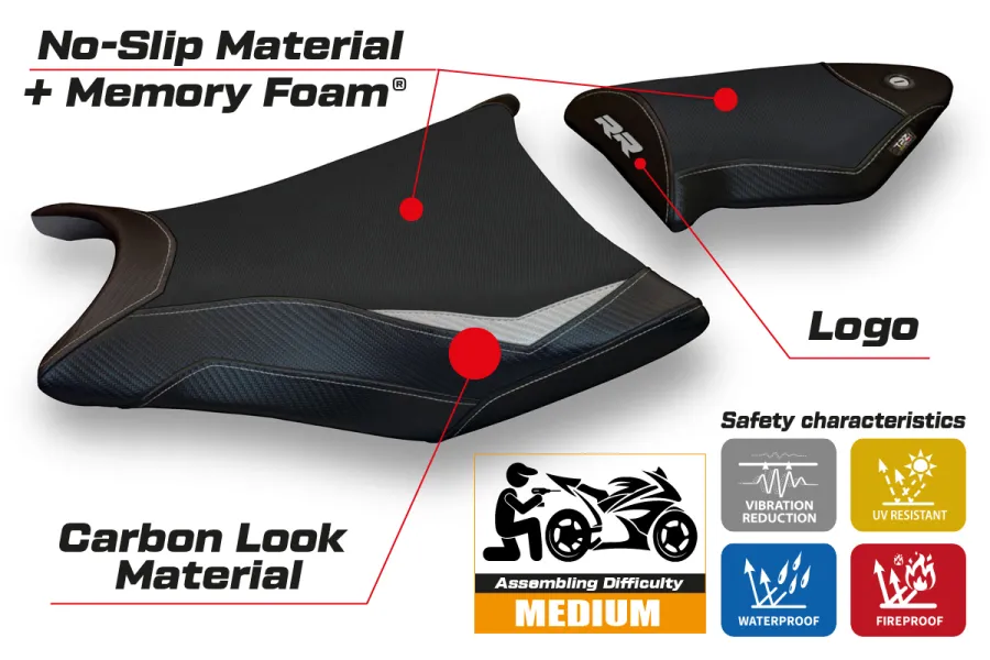 Funda de asiento compatible BMW S 1000 RR (09-11) modelo Essen 2 comfort system