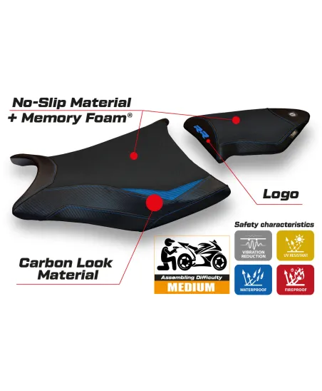 Funda de asiento compatible BMW S 1000 RR (09-11) modelo Essen 2 comfort system