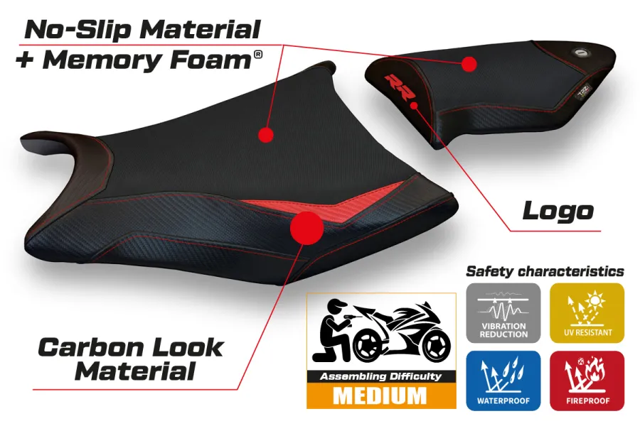 Rivestimento sella compatibile BMW S 1000 RR (09-11) modello Essen 2 comfort system