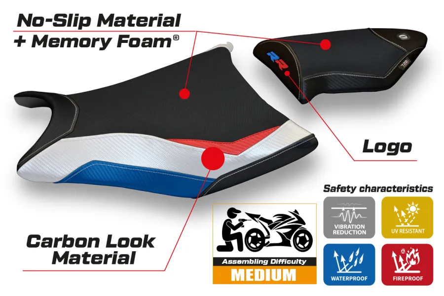 Housse de selle compatible BMW S 1000 RR (09-11) modèle Essen comfort system special color