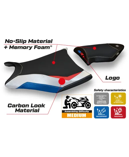 Rivestimento sella compatibile BMW S 1000 RR (09-11) modello Essen special color comfort system