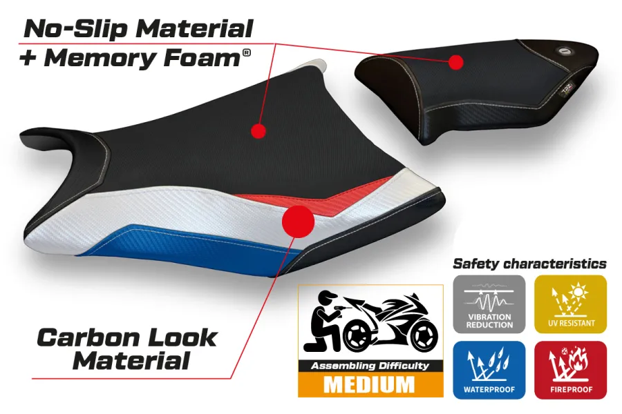 Rivestimento sella compatibile BMW S 1000 RR (09-11) modello Essen special color comfort system