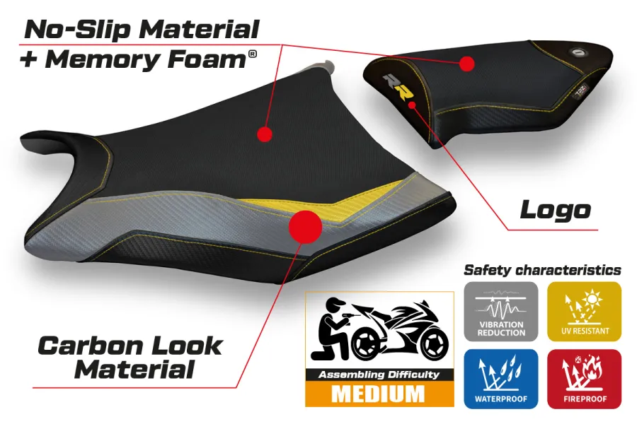 Funda de asiento compatible BMW S 1000 RR (09-11) modelo Essen special color comfort system