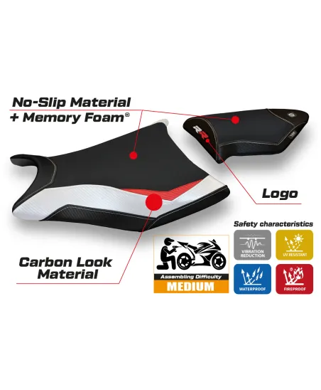 Funda de asiento compatible BMW S 1000 RR (09-11) modelo Essen special color comfort system