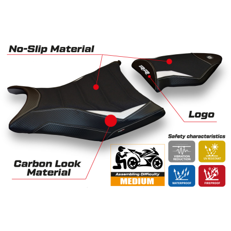 Rivestimento sella compatibile BMW S 1000 RR (09-11) modello Giuba 2 ultragrip