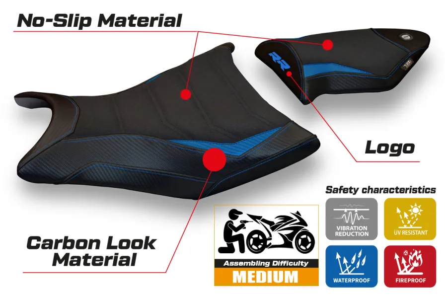 Funda de asiento compatible BMW S 1000 RR (09-11) modelo Giuba 2 ultragrip