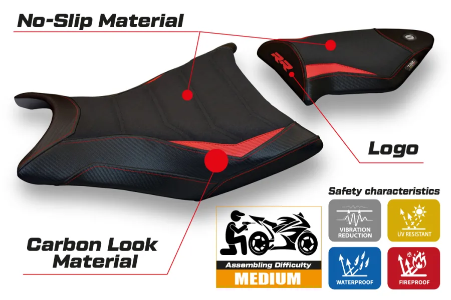 Sitzbezug kompatibel BMW S 1000 RR (09-11) Modell Giuba 2 ultragrip