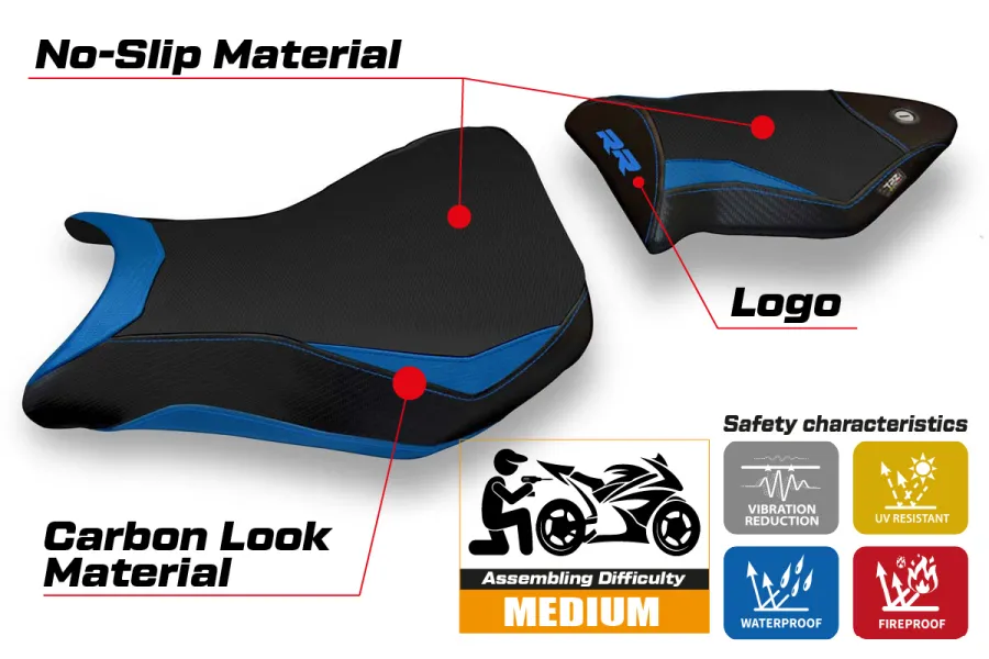 Funda de asiento compatible BMW S 1000 RR (12-14) modelo Baku 2