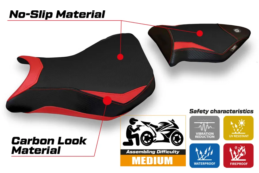 Funda de asiento compatible BMW S 1000 RR (12-14) modelo Baku 2