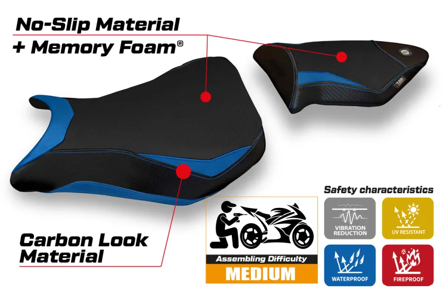 Rivestimento sella compatibile BMW S 1000 RR (12-14) modello Dacca 2 comfort system