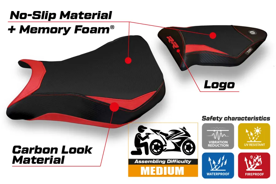 Housse de selle compatible BMW S 1000 RR (12-14) modèle Dacca 2 comfort system