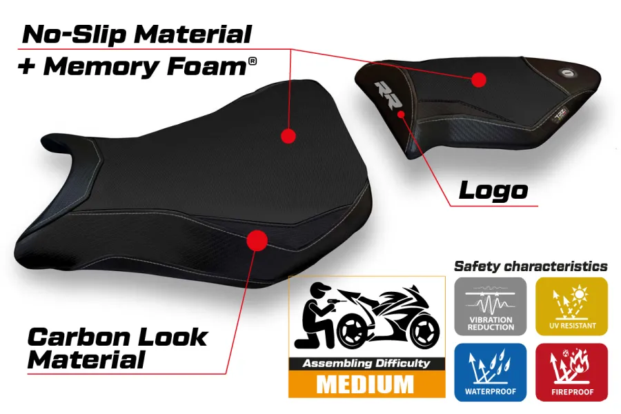 Rivestimento sella compatibile BMW S 1000 RR (12-14) modello Dacca 2 comfort system