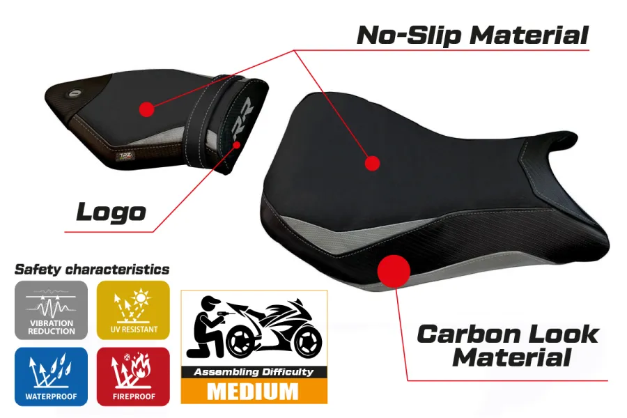 Housse de selle compatible BMW S 1000 RR (15-18) modèle Hakha