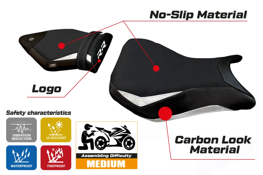 Housse de selle compatible BMW S 1000 RR (15-18) modèle Hakha