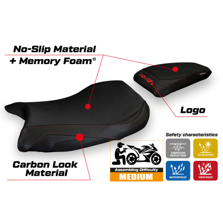 Funda de asiento compatible BMW S 1000 RR (19-23) modelo Deruta 1 comfort system