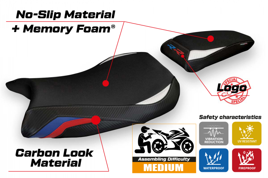 Sitzbezug kompatibel BMW S 1000 RR (19-23) Modell Deruta 1 comfort system