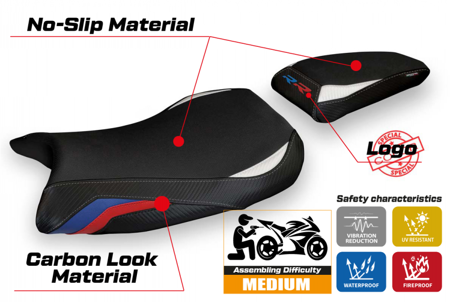 Housse de selle compatible BMW S 1000 RR (19-23) modèle Lustignano 1