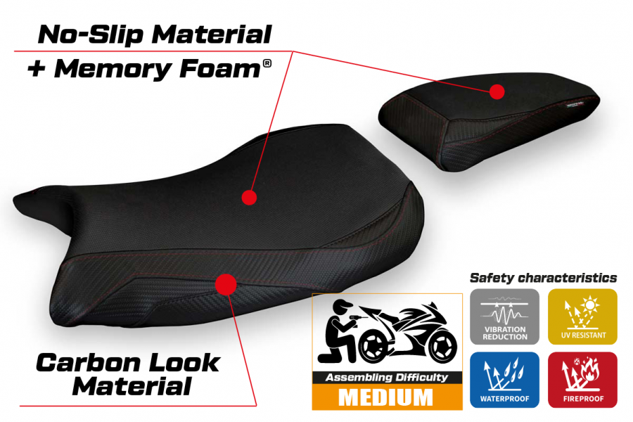 Housse de selle compatible BMW S 1000 RR M-Sport (19-22) modèle Ganja 1 comfort system