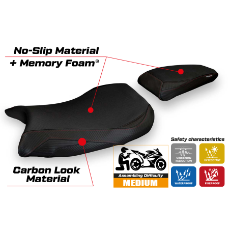 Funda de asiento compatible BMW S 1000 RR M-Sport (19-22) modelo Ganja 1 comfort system