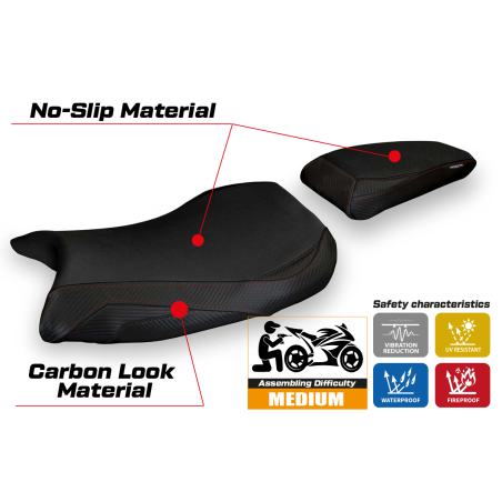 Funda de asiento compatible BMW S 1000 RR M-Sport (19-22) modelo Sevan 1