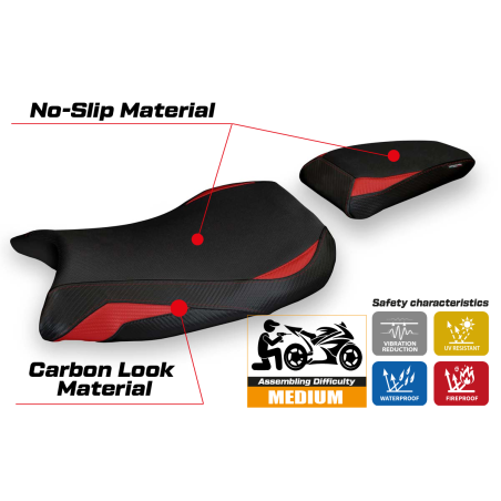 Funda de asiento compatible BMW S 1000 RR M-Sport (19-22) modelo Sevan 1
