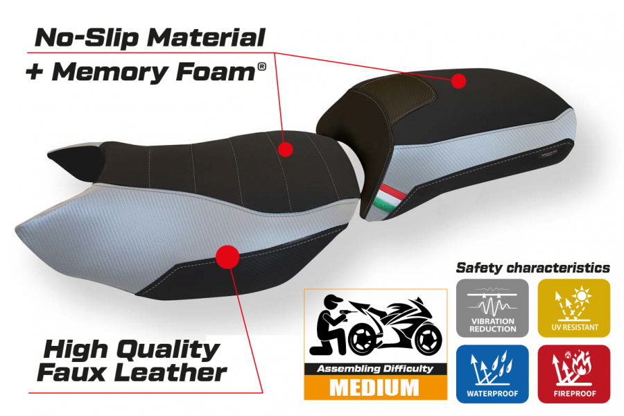 Housse de selle compatible Benelli TRK 502 (17-22) modèle Nola comfort system