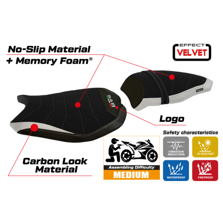 Rivestimento sella compatibile Ducati 848 / 1098 / 1198 (07-13) modello Cervia Velvet comfort system