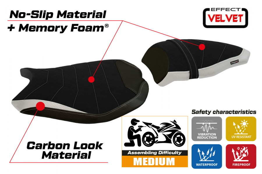 Rivestimento sella compatibile Ducati 848 / 1098 / 1198 (07-13) modello Cervia Velvet comfort system