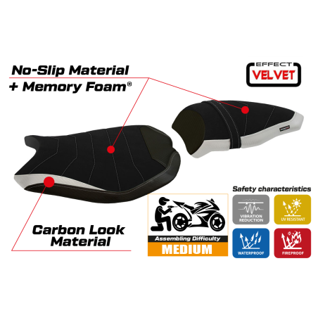 Rivestimento sella compatibile Ducati 848 / 1098 / 1198 (07-13) modello Cervia Velvet comfort system
