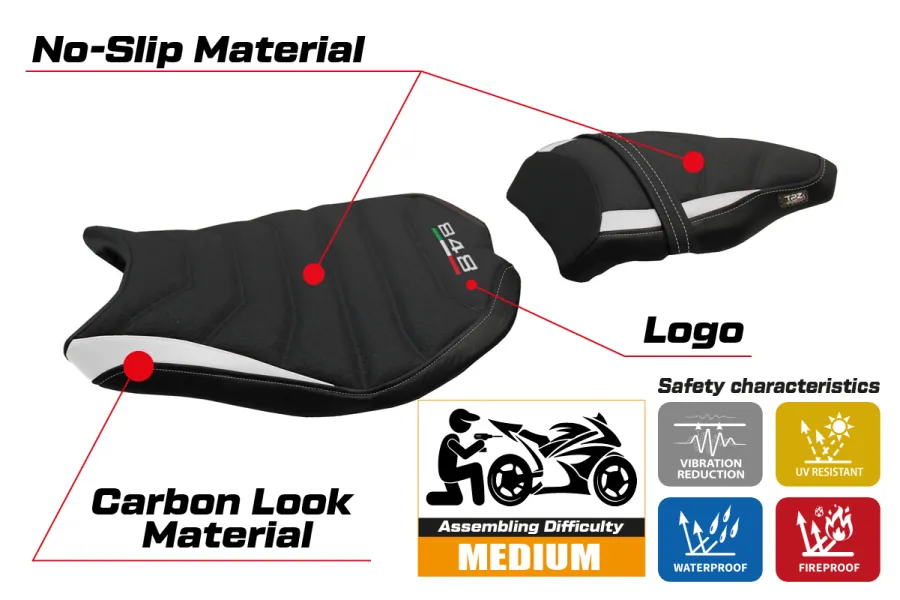 Rivestimento sella compatibile Ducati 848 / 1098 / 1198 (07-13) modello Cervia ultragrip