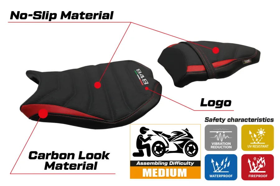 Rivestimento sella compatibile Ducati 848 / 1098 / 1198 (07-13) modello Cervia ultragrip