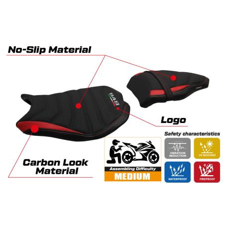 Funda de asiento compatible Ducati 848/1098/1198 (07-13) modelo Cervia ultragrip