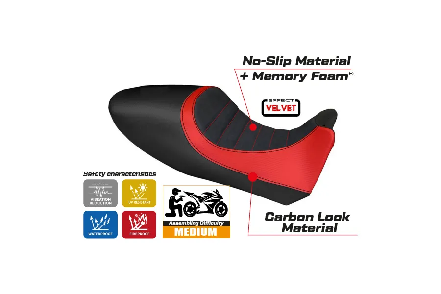Funda de asiento compatible con Ducati Diavel (11-13) modelo Arezzo Color velvet comfort system