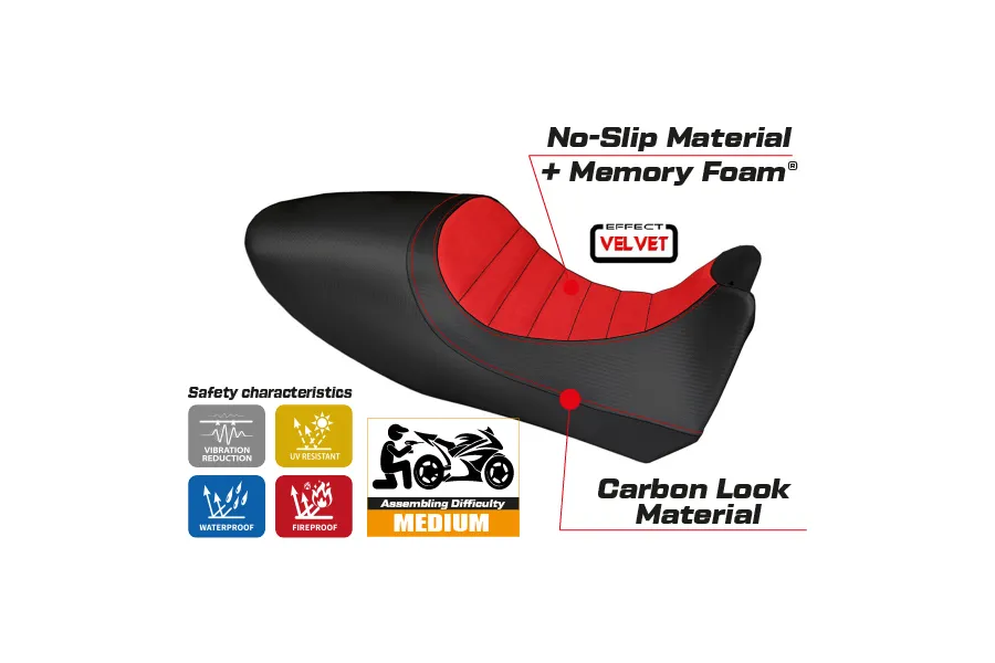 Rivestimento sella compatibile Ducati Diavel (11-13) modello Arezzo Color velvet comfort system