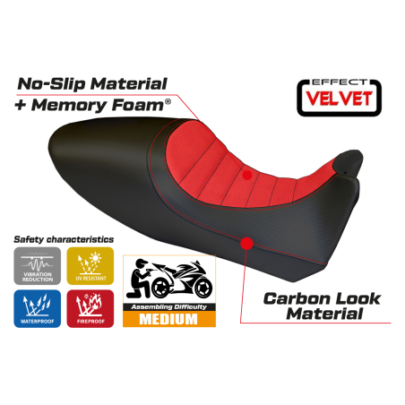 Funda de asiento compatible con Ducati Diavel (11-13) modelo Arezzo Color velvet comfort system