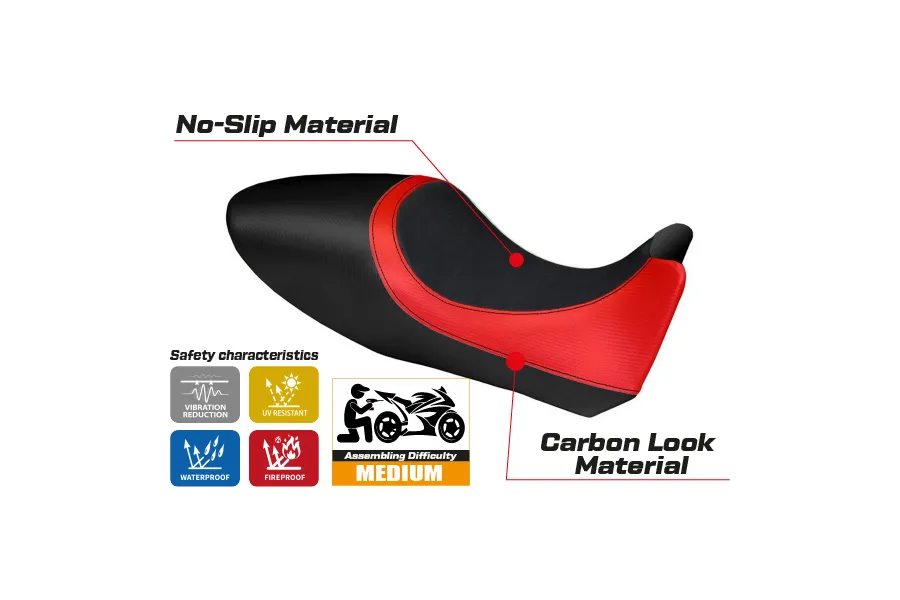 Housse de selle compatible Ducati Diavel (11-13) modèle Arezzo Carbon Color