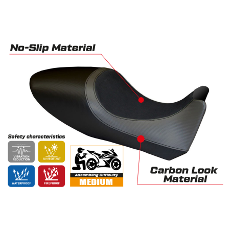 Funda de asiento compatible con Ducati Diavel (11-13) modelo Arezzo Carbon Color