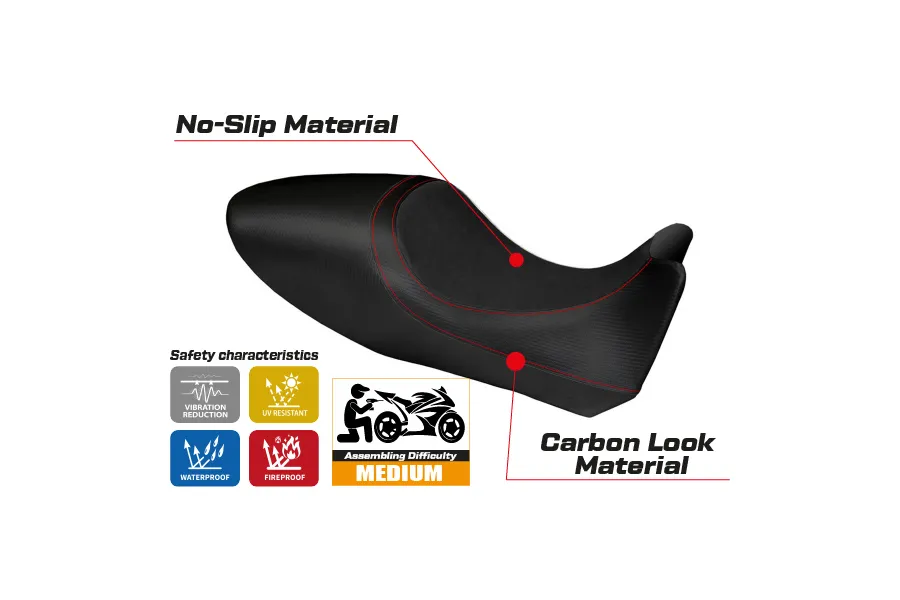 Funda de asiento compatible con Ducati Diavel (11-13) modelo Arezzo Carbon Color
