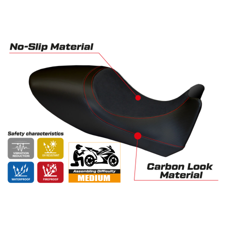 Funda de asiento compatible con Ducati Diavel (11-13) modelo Arezzo Carbon Color