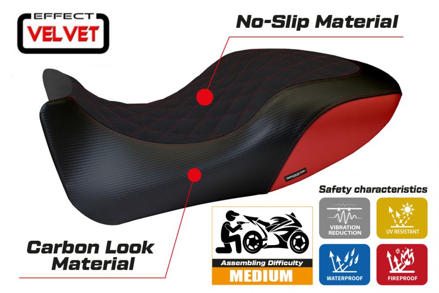 Funda de asiento compatible con Ducati Diavel (11-13) modelo Viano 1 terciopelo