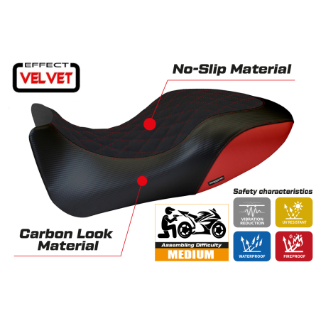 Funda de asiento compatible con Ducati Diavel (11-13) modelo Viano 1 terciopelo