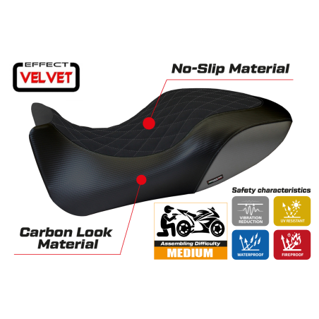 Funda de asiento compatible con Ducati Diavel (11-13) modelo Viano 1 terciopelo