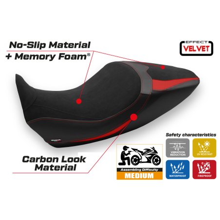 Rivestimento sella compatibile Ducati Diavel 1260 (19-22) modello Saranda 1 velvet comfort system